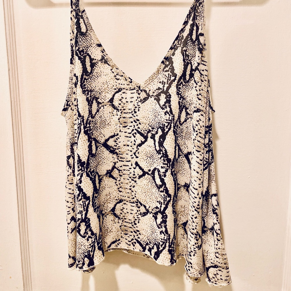 Snakeskin spaghetti strap, low back top